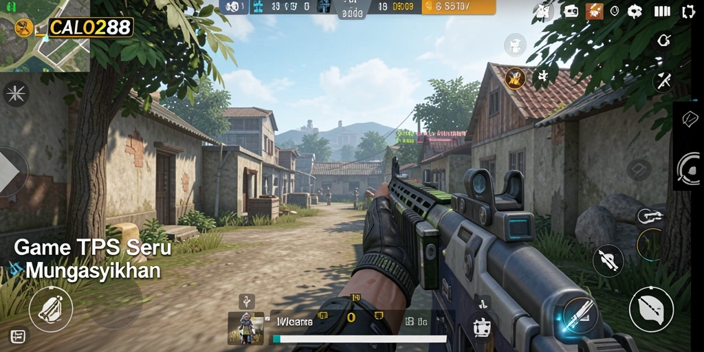 Screenshot gameplay CALO288 menunjukkan aksi seru dalam pertempuran TPS.
