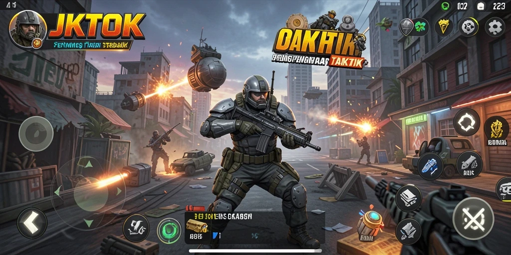 Screenshot menampilkan pertarungan strategi intens di JKTOK.
