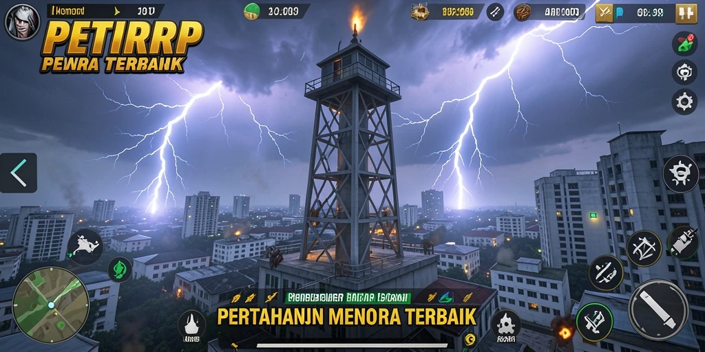 Tangkapan layar utama PETIRRP menunjukkan aksi mendebarkan dalam gameplay Tower Defense.
