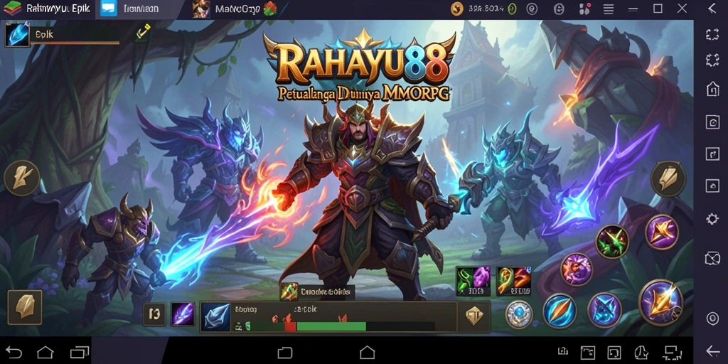 Screenshot utama RAHAYU88 menampilkan aksi seru dalam pertempuran MMORPG.