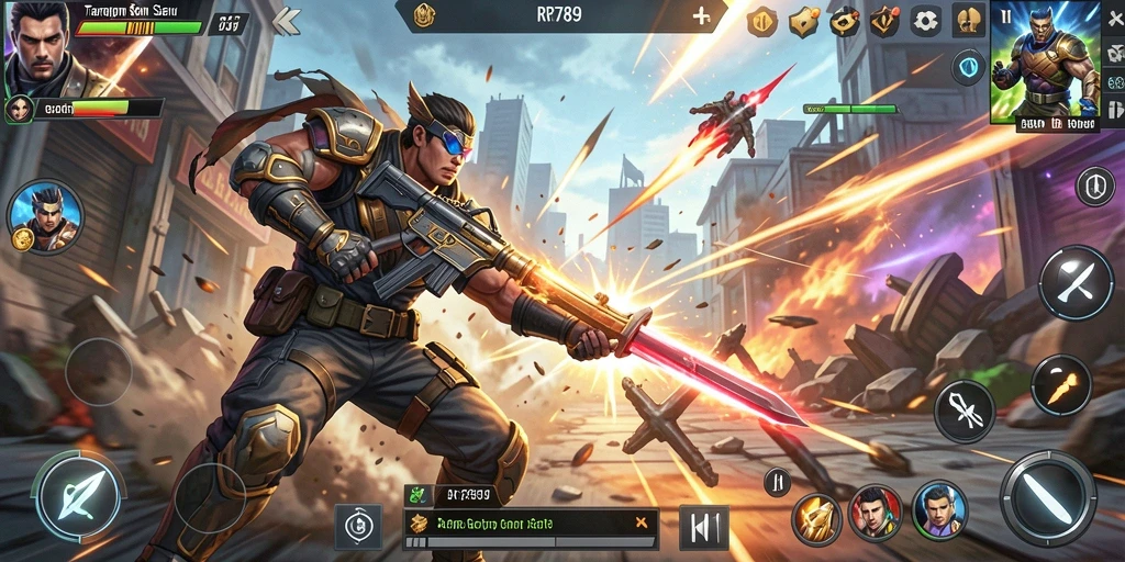 Tampilan gameplay Action yang intens di RR789.