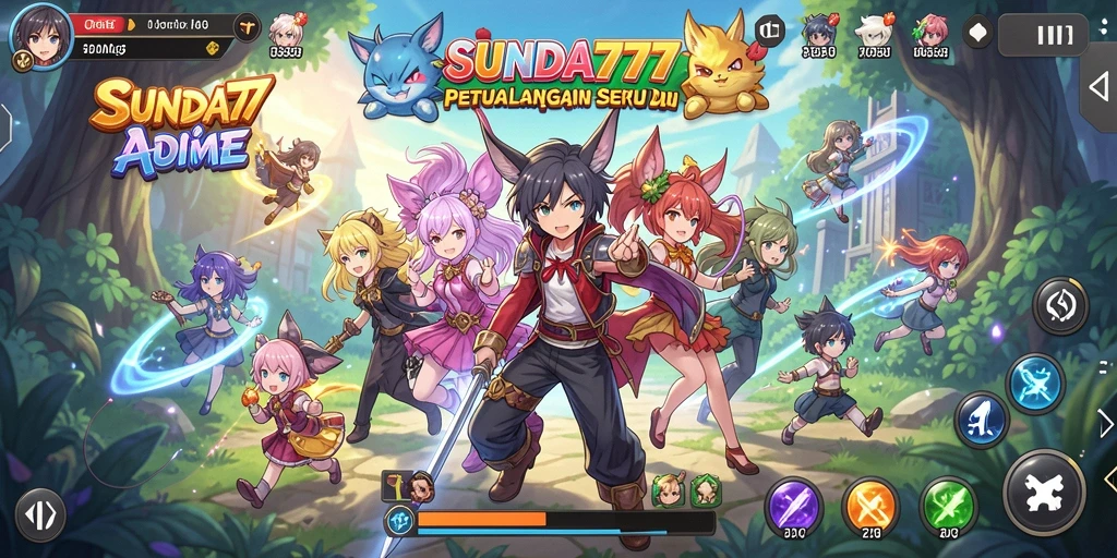 Screenshot menunjukkan gameplay seru dari SUNDA777 di dunia Anime.