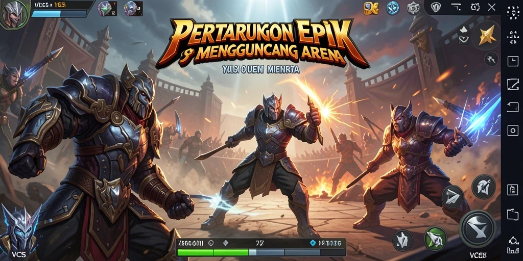 Screenshot VC55 menunjukkan pertarungan mendebarkan dengan karakter-karekter unik.